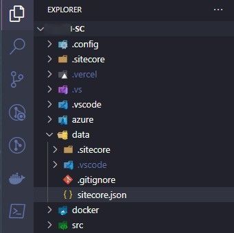 A view of the file structure in Visual Studio Code